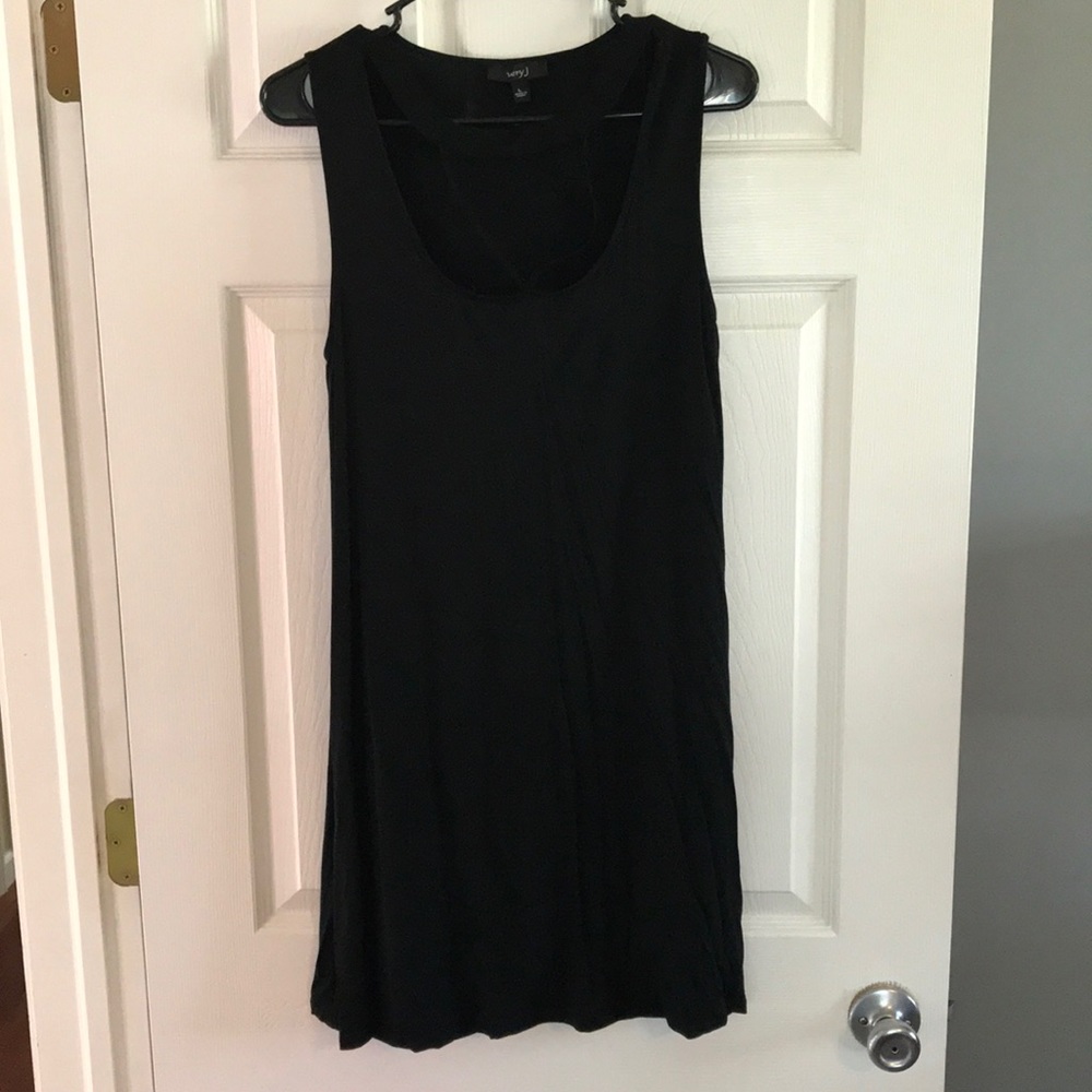 Black Shift Dress with Neck Detail - Size L